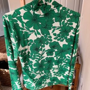 J. Crew Green Leaf Print Top